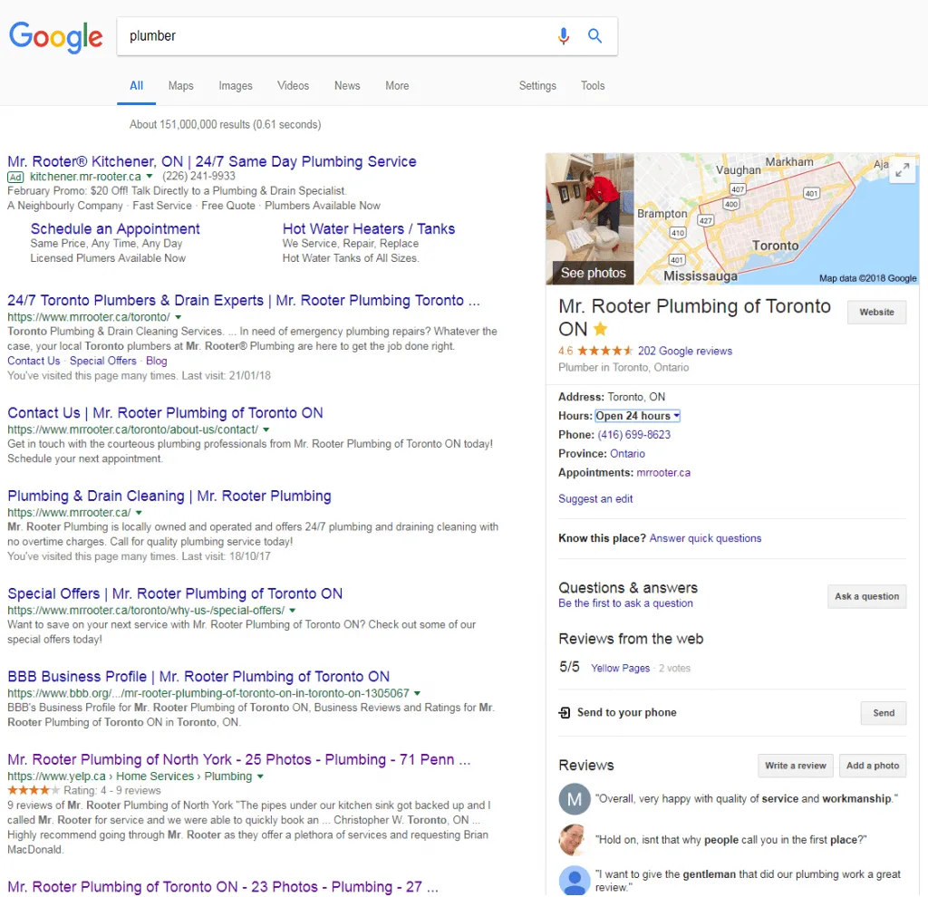 plumber search local seo