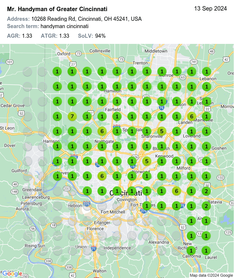 mr handyman seo cas study cincinnati google map rankings