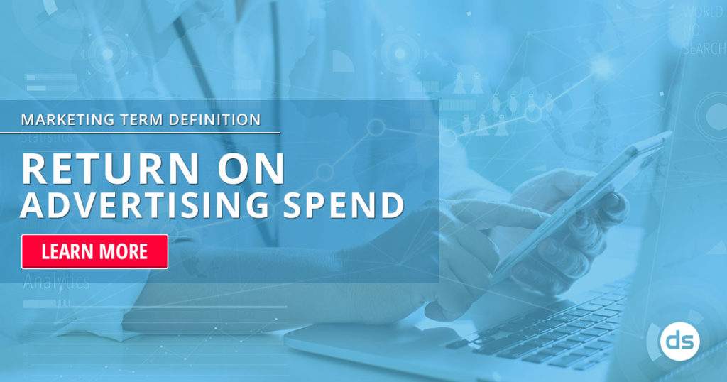 An advertisement for learning about return on advertising spend (ROAS) with AdWords, featuring a call to action button.
